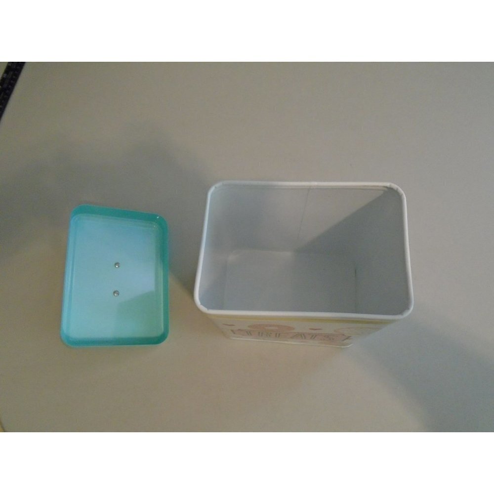 Pet Treats Container Metal Removable Lid Donut Pattern Bone Lid - Picture 8 of 8